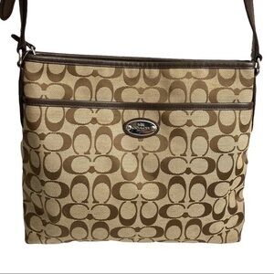 Coach brown khaki signature c messenger crossbody bag